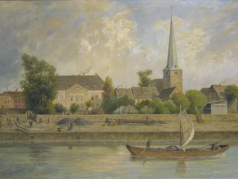 1838-Carl Büttger - Uferstraße con il liceo classico e la chiesa di Lutero, 1899